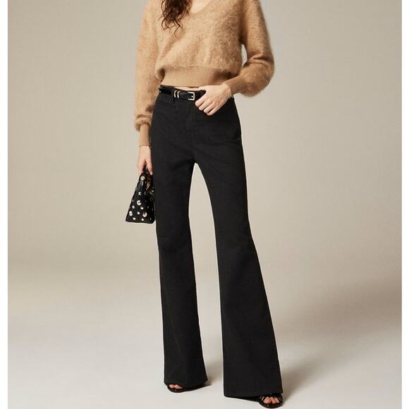 J.Crew '96 Petite Flare Jeans WMNS 31P Black Rinse High Rise Semi-Stretch Denim - Picture 1 of 8